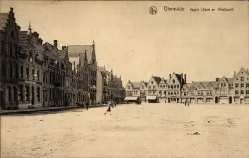 Ak Diksmuide Dixmude Westflandern, Markt, Zuid en Westkant