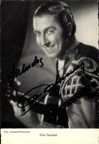 Ak Schauspieler und Sänger Vico Torriani, Portrait mit Gitarre, Autogramm