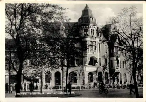 Ak Bitterfeld in Sachsen Anhalt, Notenbank, Walther Rathenau Straße