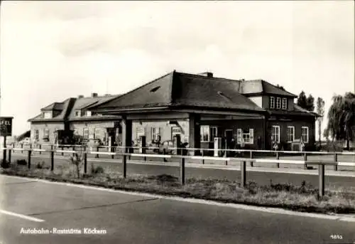 Ak Köckern Sandersdorf Brehna Kreis Anhalt Bitterfeld, Autobahn Raststätte, Tankstelle