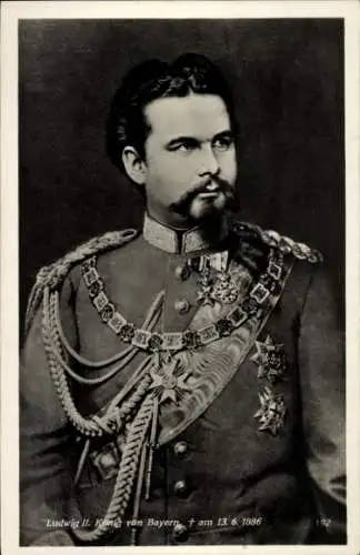 Ak König Ludwig II. von Bayern, Portrait