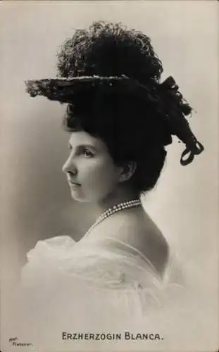 Ak Erzherzogin Blanca von Österreich, BKWI 2696, Portrait, Federhut