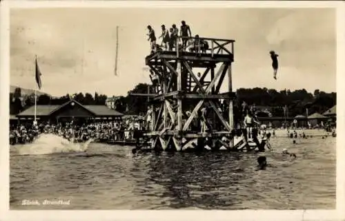 Ak Zürich Stadt Schweiz, Strandbad, Badegäste