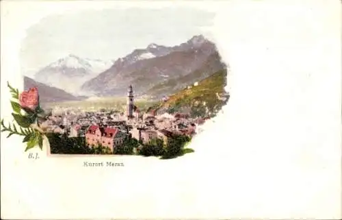 Künstler Ak Meran Merano Südtirol, Panorama