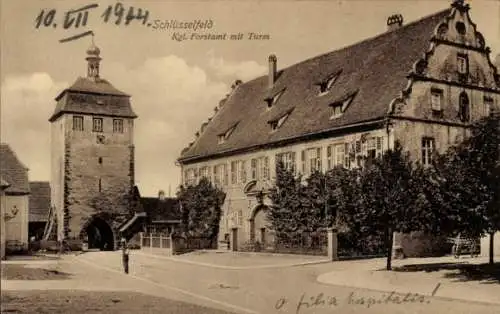 Ak Schlüsselfeld in Oberfranken, Kgl. Forstamt mit Turm