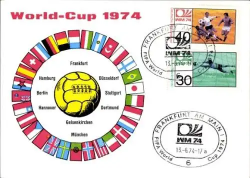 Ak Fußball-Weltmeisterschaft 1974, deutsche Austragungsstädte