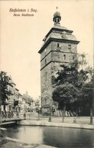 Ak Bad Staffelstein am Main Oberfranken, Beim Stadtturm