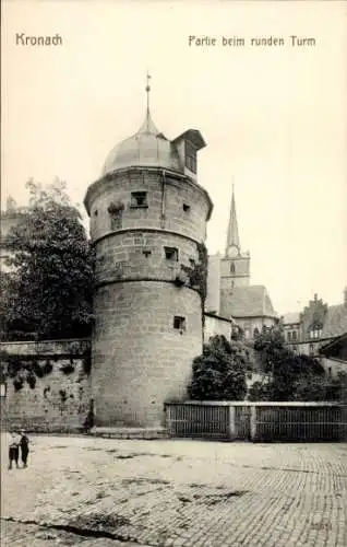 Ak Kronach in Oberfranken, der runde Turm