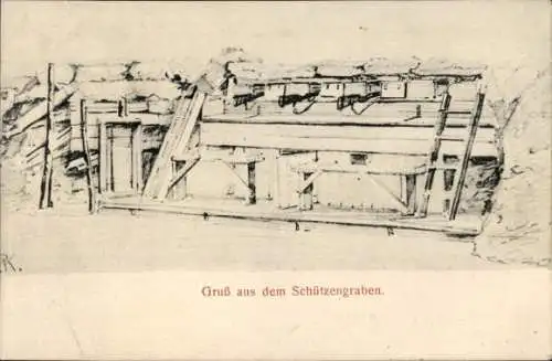 Künstler Ak Gruß aus dem Schützengraben, I. WK