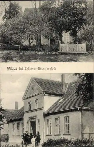 Ak Wildau Schorfheide Brandenburg, Teilansichten, Wohnhaus, Kutsche