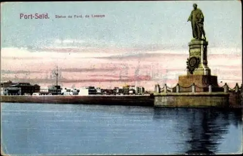 Ak Port Said Ägypten, Ferdinand von Lesseps Denkmal