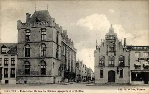 Ak Furnes Veurne Westflandern, L'Ancienne Maison des Officiers espagnols et le Theatre