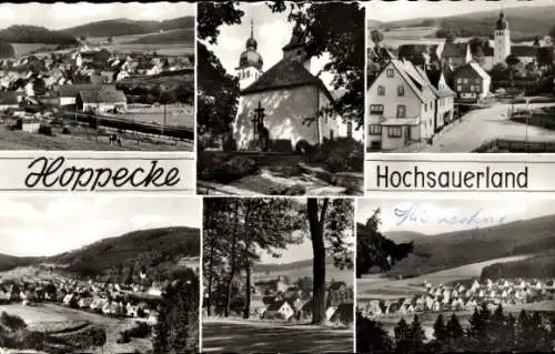 Ak Hoppecke Brilon im Sauerland, Teilansichten, Kirche