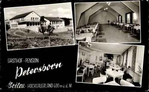 Ak Petersborn Brilon im Sauerland, Gasthof Pension Petersborn, Gastraum, Saal