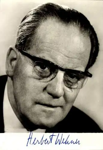 Ak Stellvertretender Vorsitzender der SPD, Herbert Wehner, Portrait, Autogramm