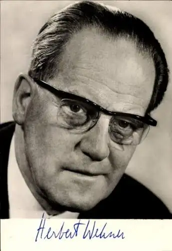 Ak Stellvertretender Vorsitzender der SPD, Herbert Wehner, Portrait, Autogramm
