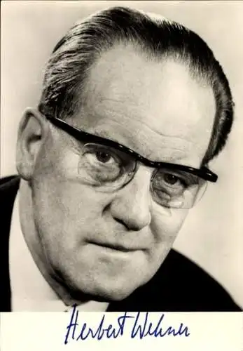 Ak Stellvertretender Vorsitzender der SPD, Herbert Wehner, Portrait, Autogramm