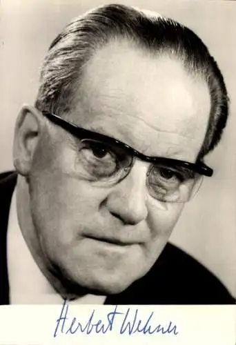 Ak Stellvertretender Vorsitzender der SPD, Herbert Wehner, Portrait, Autogramm