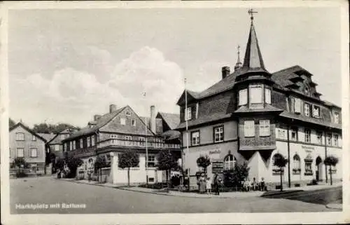 Ak Lehesten im Thüringer Wald, Marktplatz, Rathaus