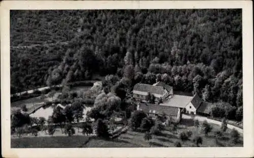 Ak Eisenberg in Thüringen, Waldhaus Naupoldsmühle im Mühltal, Vogelperspektive