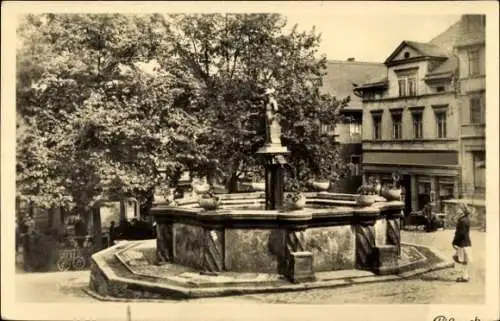 Ak Pößneck in Thüringen, Marktbrunnen