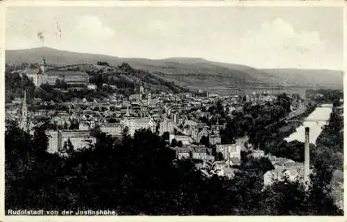 Ak Rudolstadt in Thüringen, Blick von der Justinshöhe