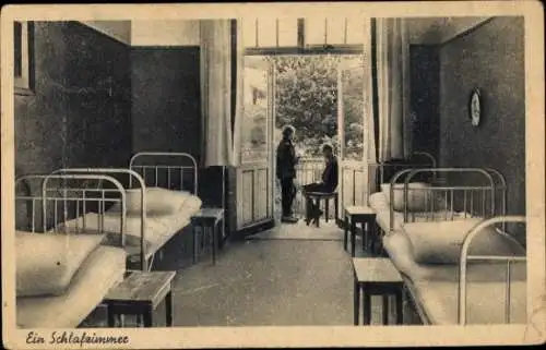 Ak Ostseebad Graal Müritz, Kindererholungsheim Haus Lindenhof, Schlafzimmer, Balkon