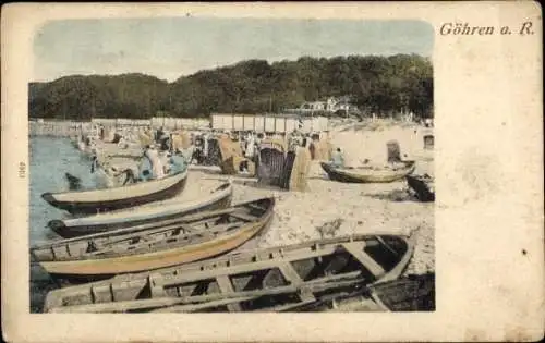 Ak Ostseebad Göhren auf Rügen, Strand, Boote, Strandkörbe