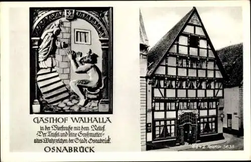 Ak Osnabrück in Niedersachsen, Gasthof Walhalla, Fachwerkhaus