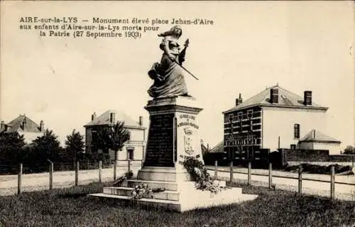 Ak Aire sur la Lys Pas de Calais, Monument eleve place Jehan-d'Aire aux enfants d'Aire-sur-la-Lys