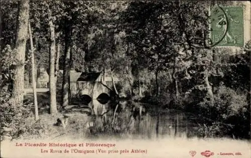 Ak Pas-de-Calais, Les Rives de l'Omignon, Vue prise pres Athies