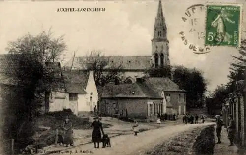 Ak Auchel-Lozinghem Pas-de-Calais, Teilansicht, Kirche