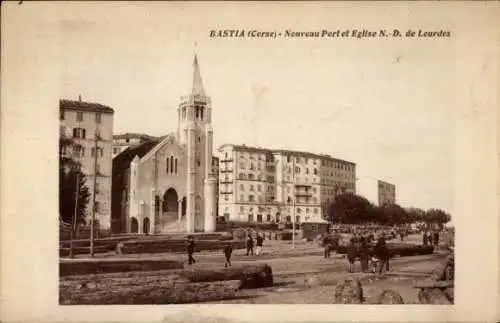 Ak Bastia Haute Corse, nouveau Port, Eglise Notre Dame de Lourdes