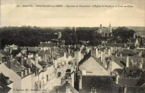 Ak Châtillon sur Seine Côte d’Or, Quartier de Chaumont, Kirche St-Vorles, Tour de Gissey