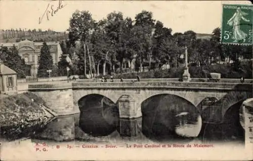 Ak Brive la Gaillarde Corrèze, Pont Cardinal, Route de Malemort