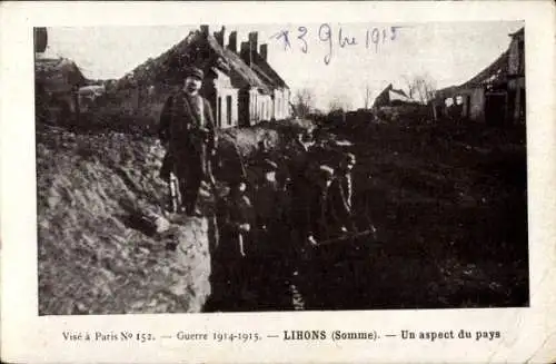 Ak Lihons en Santerre Somme, un aspect du pays, Guerre 1914-15