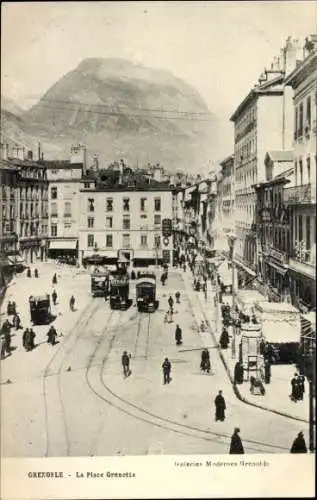 Ak Grenoble-Isère, Place Grenette, Straßenbahn