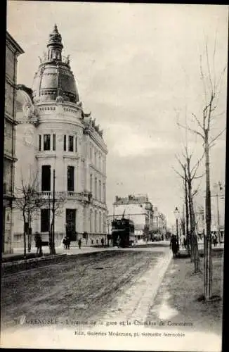 Ak Grenoble-Isère, Avenue de la Gare, Handelskammer