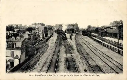 Ak Asnières-sur-Seine Hauts-de-Seine, La Gare