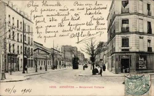 Ak Asnières-sur-Seine Hauts-de-Seine, Boulevard Voltaire