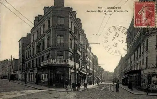 Ak Asnières-sur-Seine Hauts-de-Seine, Grande Rue und Rue Traversière