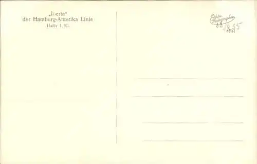 Ak Dampfschiff Iberia, Halle, 1. Klasse, HAPAG