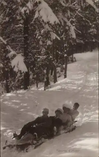 Ak Wintersport, Schlittenfahrt, Schnee