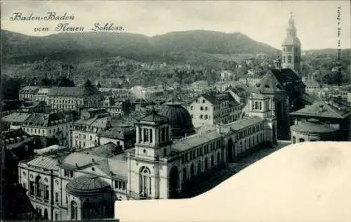 Ak Baden Baden am Schwarzwald, Blick vom neuen Schloss