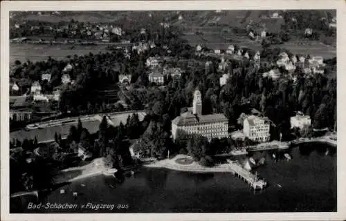 Ak Bad Schachen Lindau am Bodensee Schwaben, Totalansicht, Blick aus Flugzeug