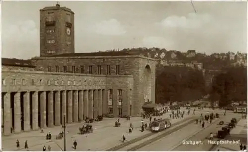 Ak Stuttgart in Württemberg, Hauptbahnhof, Straßenbahn