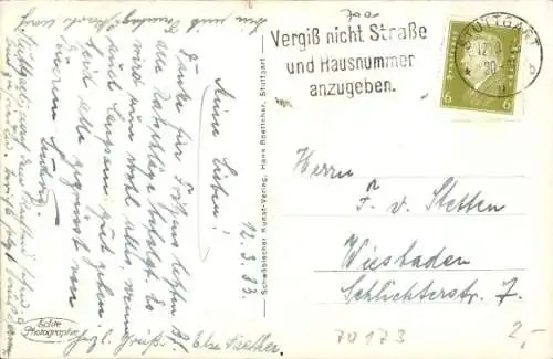 Ak Stuttgart in Württemberg, Totalansicht