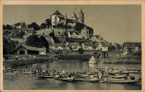 Ak Breisach am Oberrhein Hochschwarzwald, Teilansicht, Boote