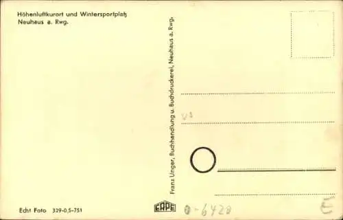 Ak Neuhaus am Rennweg Thüringen, Gesamtansicht, Marktplatz, Erholungsheim Leunawerke