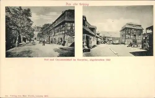 Ak Leipzig in Sachsen, Hof und Ökonomiehof im Kurprinz, abgebrochen 1882